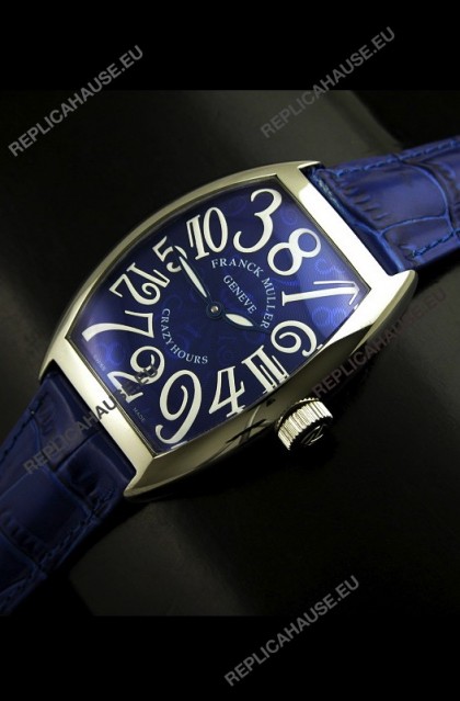 Franck Muller Crazy Hours Japanese Replica Watch in Blue Dial