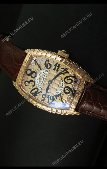 Franck Muller Casablanca Gold Croco Watch in Gold Case