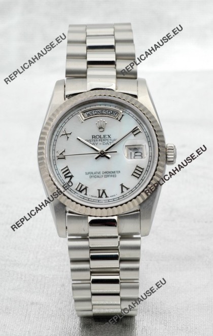 Rolex Day Date Silver Swiss Replica Watch