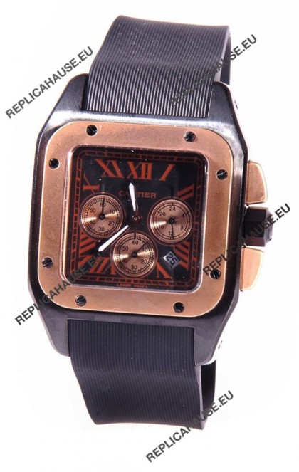 Cartier Santos 100 Carbon Chrono Japanese Replica Watch