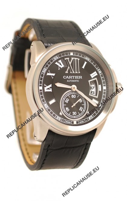 Calibre de Cartier Japanese Replica Watch in Black Dial