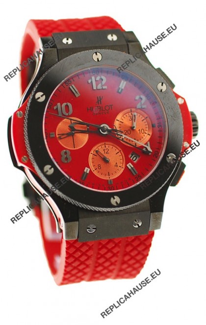 Hublot Big Bang Swiss Watch in Red Dial Ceramic Bezel