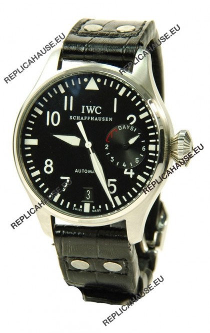 IWC Big Pilot Swiss Replica Steel Watch in Black Dial 