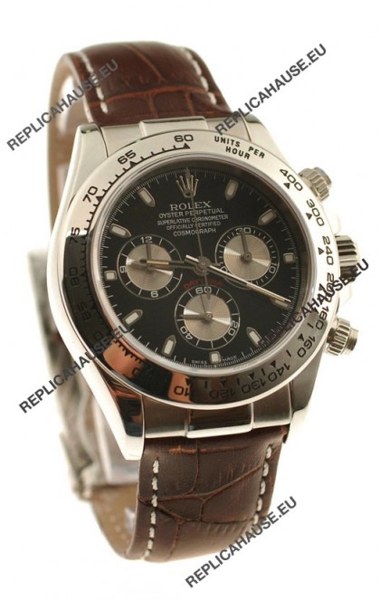 Rolex Daytona Cosmograph 2011 Edition Swiss Watch in Brown Leather Strap