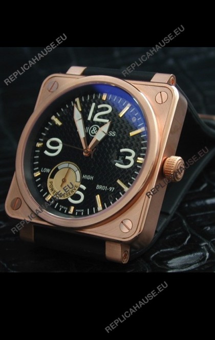 Bell and Ross BR01 97 Power Reserve Rose Gold WatchÂ in Black Dial