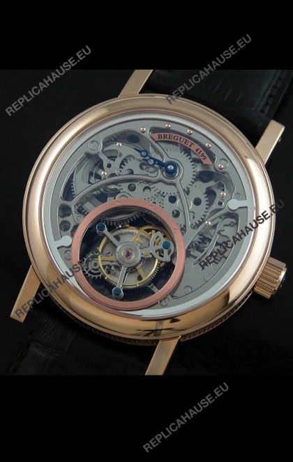 Breguet 4199 Swiss Watch in Grey Skeleton Tourbillon Watch