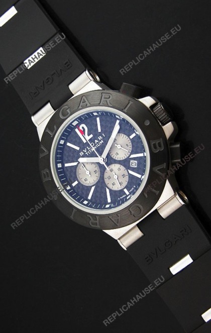 Bvlgari CH35 S Aluminium Japanese Replica Watch in Blue Dial