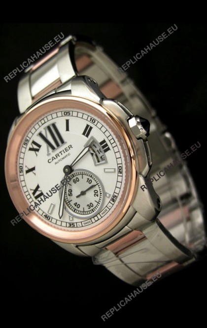 Calibre De Cartier Japanese Automatic Replica Watch in Two Tone