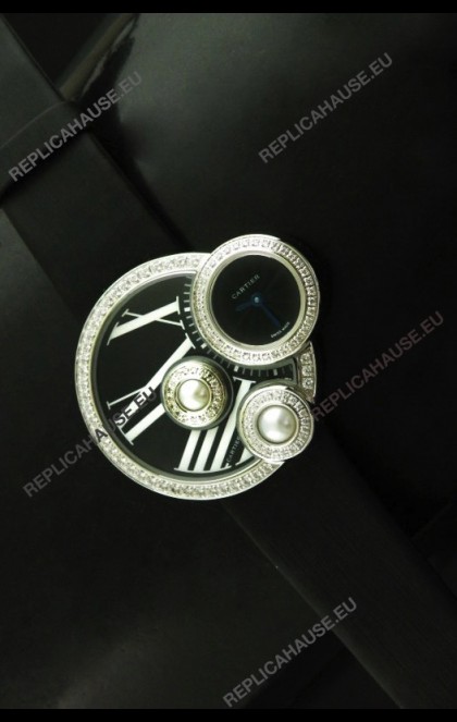 Cartier Jewellery PearlÂ Diamond Watch in Black Dial