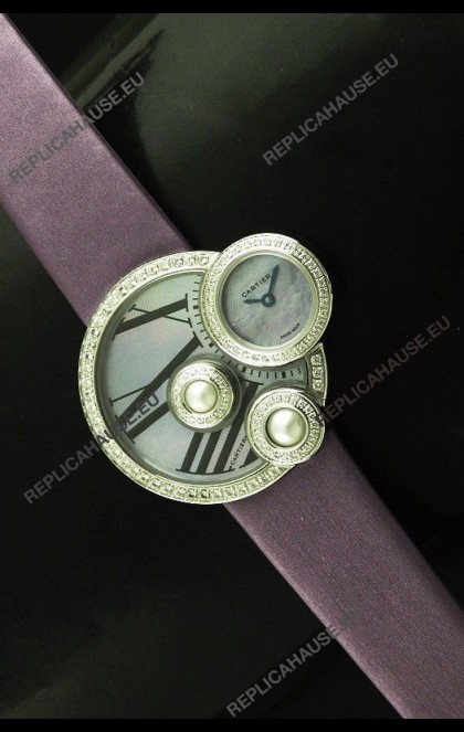 Cartier Jewellery PearlÂ Diamond Watch in Purple Strap