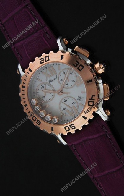 Chopard Happy Sport Swiss Replica Watch in Dark Red Strap