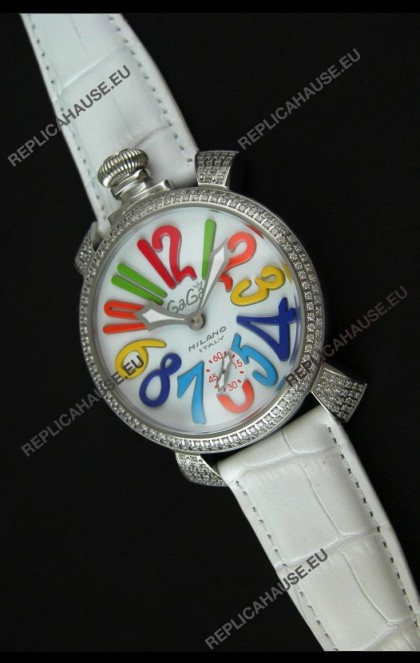 Gaga Milano Italy Manuale Replica Japanese Watch in White Strap