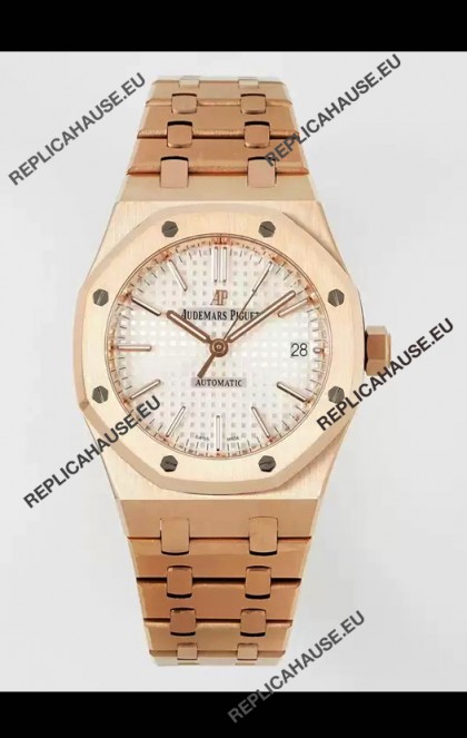 Audemars Piguet Royal Oak 37MM White Dial Rose Gold Watch in 3120 Movement - 1:1 Mirror Replica
