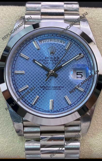 Rolex Day Date Presidential M228206-0004 904L Steel 40MM - Light Blue Dial 1:1 Mirror Quality Watch