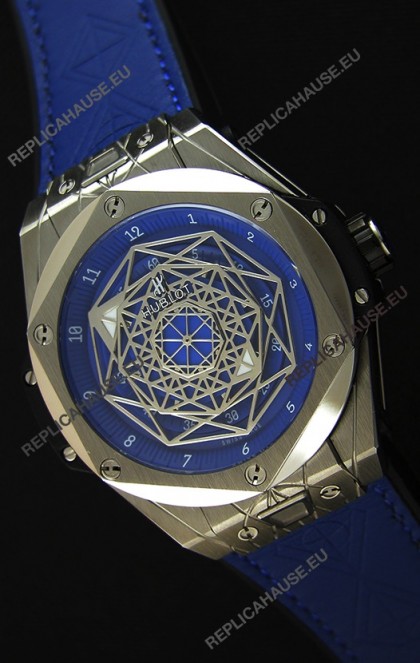 Hublot Big Bang Sang Bleu 45MM Stainless Steel Blue Dial Swiss Replica Watch 