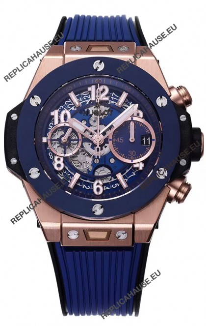 Hublot Big Bang Unico Blue Rose Gold Casing 1:1 Mirror Edition Swiss Replica Watch