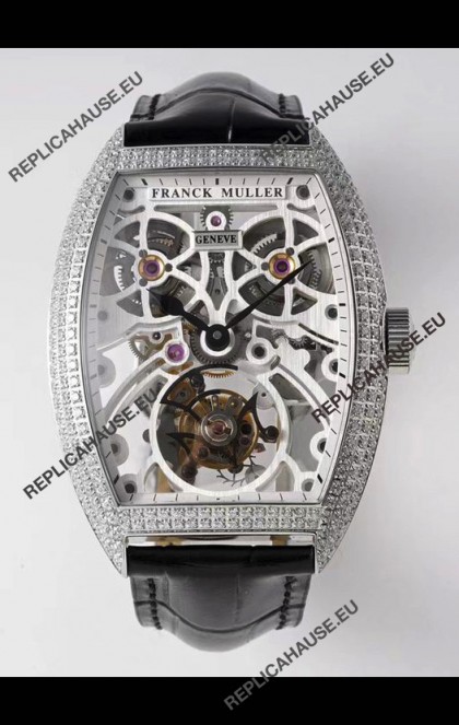 Franck Muller Fast Tourbillon Edition 1:1 Mirror Swiss Replica Watch in Diamonds Casing 