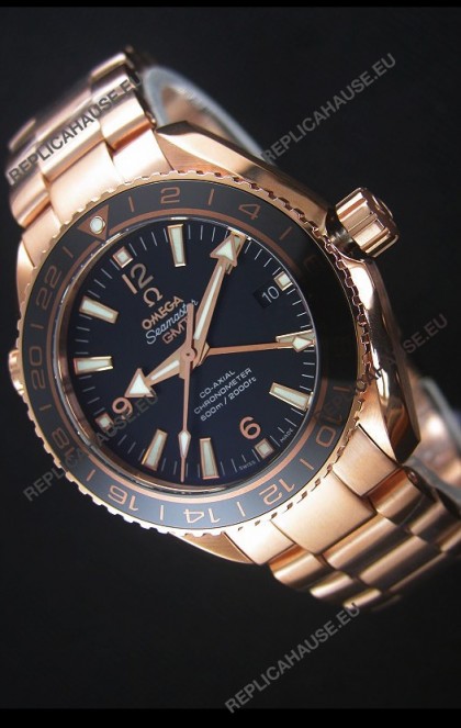 Omega Seamaster Planet Ocean 43.5MM GMT Pink Gold 1:1 Mirror Replica Watch 43.5MM
