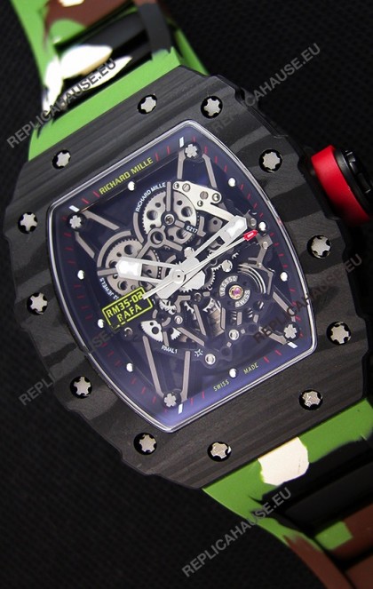 Richard Mille RM35-02 Rafael Nadal Forged Carbon Case with Camouflage Rubber Strap 