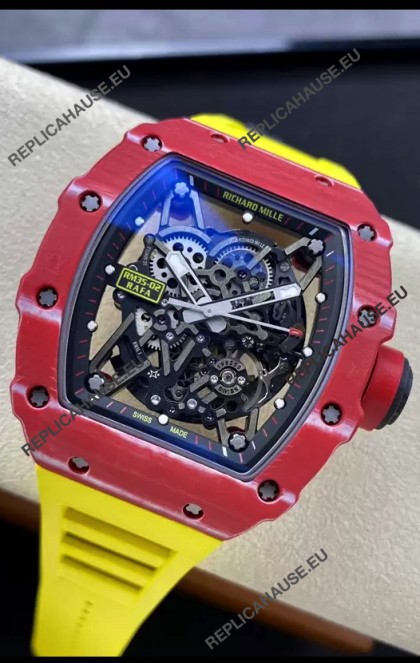 Richard Mille RM35-02 Rafael Nadal Red Carbon Fiber Casing with Genuine Tourbillon Super Clone Watch