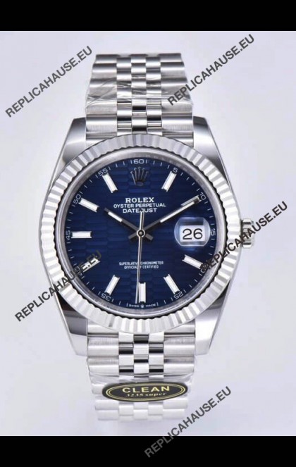 Rolex Datejust Cal.3235 Movement 1:1 Mirror Replica 904L Steel 41MM - Blue Fluted Motif Dial