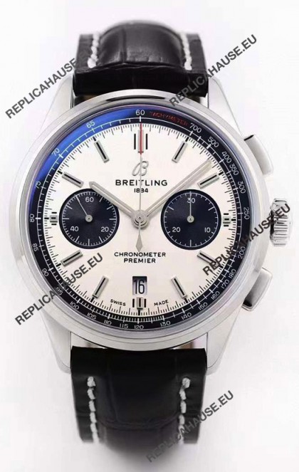 Breitling Premier B01 Chronograph 42 Edition Watch 1:1 Mirror Quality in Steel White Dial 