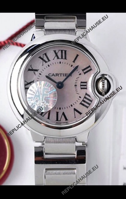 Ballon De Cartier Swiss Quartz 1:1 Mirror Quality 28MM in Steel Casing White Pearl Dial 