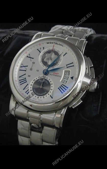 Mont Blanc Meisterstuck Star GMT Swiss Watch in White Dial