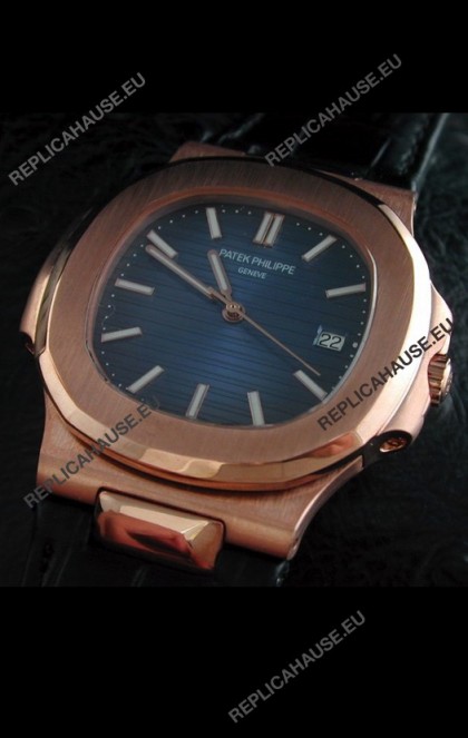 Patek Philippe Geneve Nautilus Swiss Watch in Rose Gold Casing