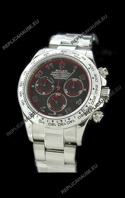Rolex Daytona Cosmograph Swiss Replica Steel Watch in Red Subdial