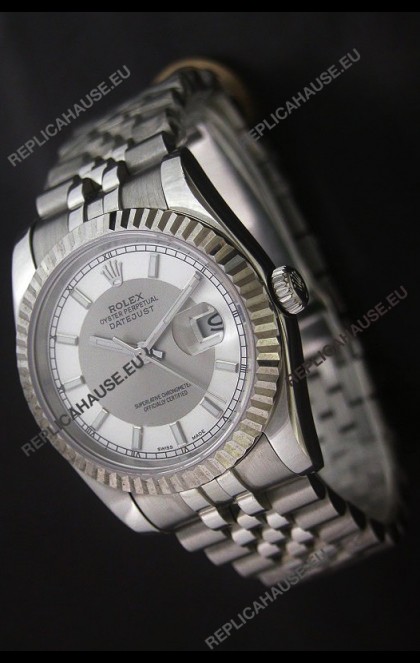 RolexÂ Datejust Oyster Perpetual Superlative ChronoMeter Replica Watch in White & Grey Dial