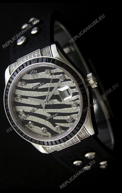 Rolex Datejust Mens SwissÂ Replica Leopard Watch in Diamand Markers