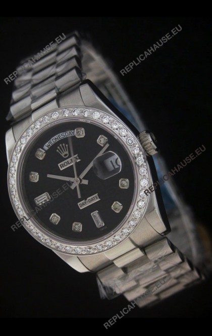 Rolex Day Date Just JapaneseÂ Replica Watch in Black Dial