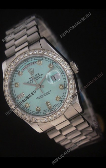 Rolex Day Date Just JapaneseÂ Replica Watch in Light Blue Dial