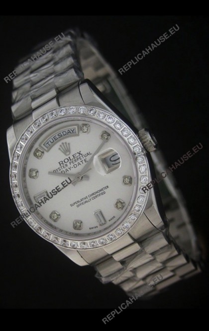 Rolex Day Date Just swissÂ Replica Watch in White Dial 