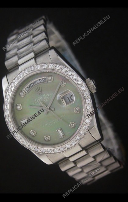 Rolex Day Date Just swissÂ Replica Watch in Light Green Dial