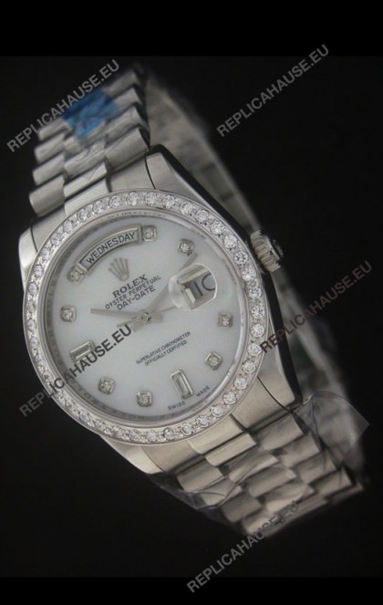 Rolex Day Date Just swissÂ Replica Watch in White Dial