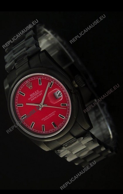 Rolex Datejust SwissÂ Replica PVD Watch in Red Dial