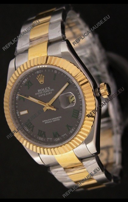 Rolex Day Date Just swissÂ Replica Two Tone Gold Watch in Grey Dial