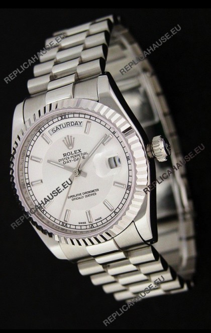 Rolex Day Date Just swissÂ Replica Silver White Watch 
