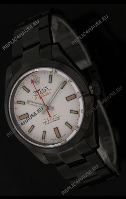 Rolex White Milgauss Black-Out SwissÂ Replica Watch
