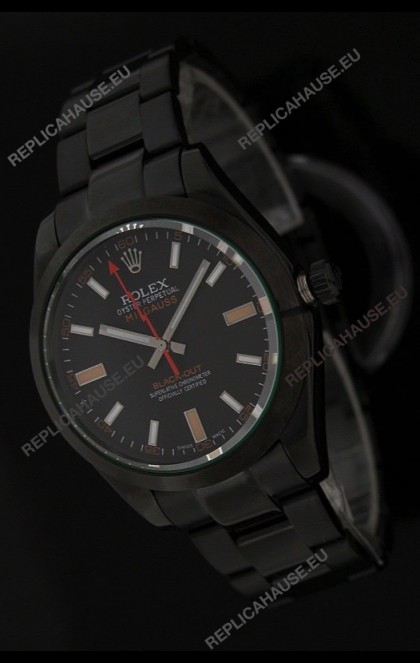Rolex White Milgauss Black-Out SwissÂ Replica Watch in Orange Markers