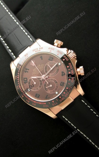 Rolex Daytona Cosmograph Swiss Rose Gold Replica Watch in Brown Dial