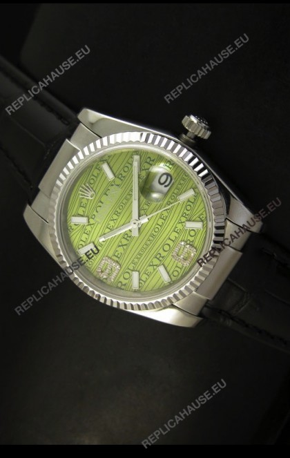 Rolex Replica Datejust Swiss Replica Watch - 37MM - Green Dial/Strap