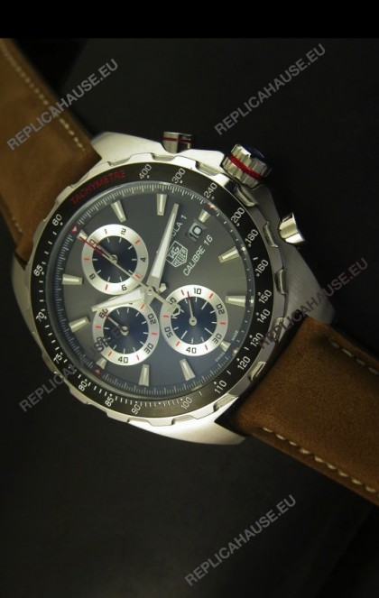 Tag Heuer Calibre 16 Stainless Steel Watch in Grey Dial