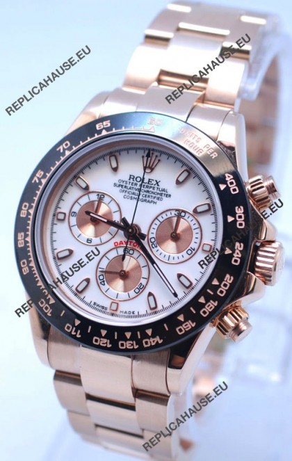Rolex Daytona Chronograph MonoBloc Cerachrom Bezel Swiss Replica Watch in White Dial
