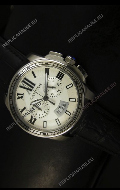 Calibre De Cartier Chronograph Japanese Replica Watch in Steel