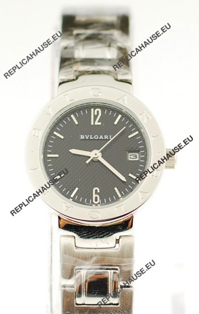 Bvlgari Quartz Japanese Steel Watch in Black Dial