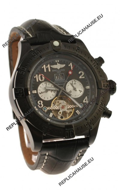 Breitling Chronometre Tourbillon Japanese Replica Watch in Black Dial
