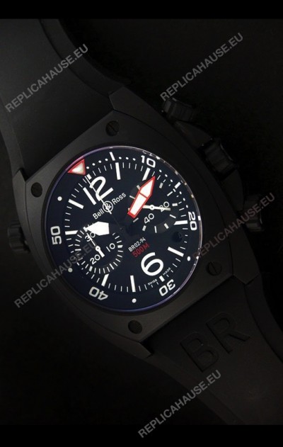 Bell and Ross BR-02 Tonneau Swiss Replica Watch in Black Dial